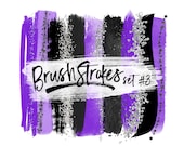 Purple Brushstrokes Clipart / Glitter Brush Strokes Clip Art / Digital Paint Brush Strokes / Purple Watercolor Clipart for Planner Stickers