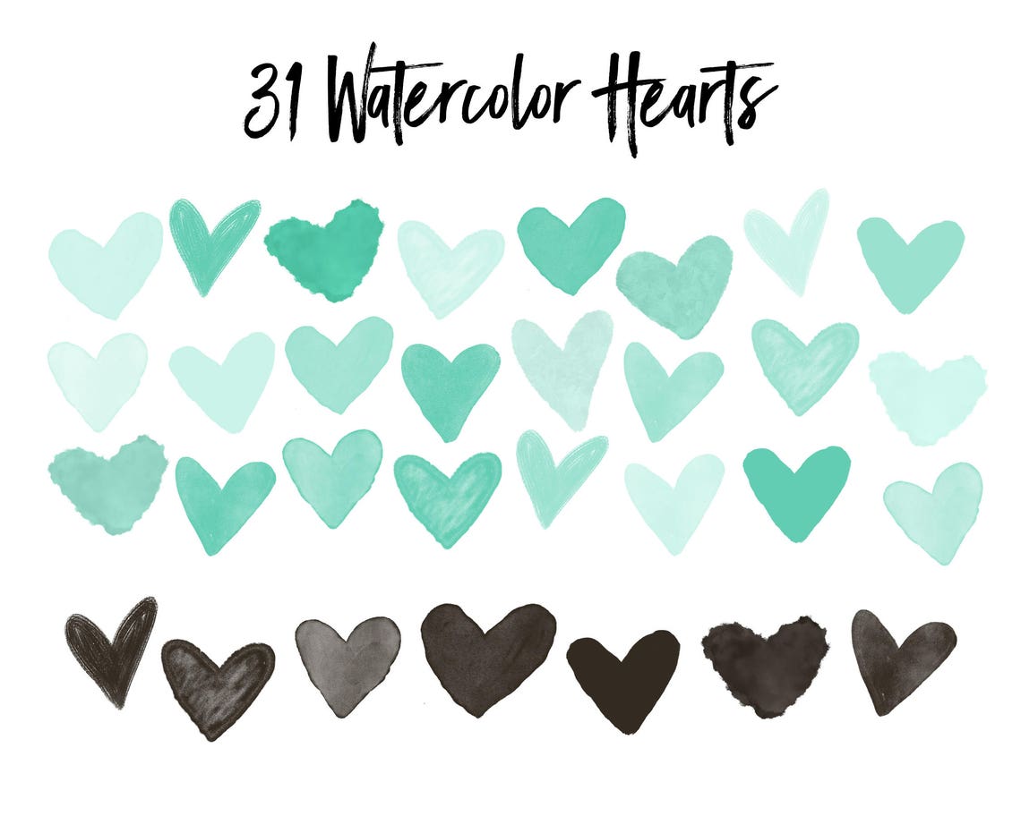 Mint Clipart Heart / Mint Chocolate Brown Clipart / Mint Heart Clip Art