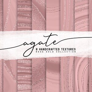 Rose Gold Agate Textures / Rose Gold Digital Agate Paper / Rose Gold Geode Digital Paper Pink Agate Digital Paper Rose Gold Agate Background