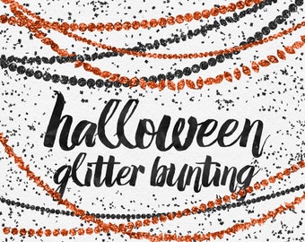 Halloween Clipart / Digital Bunting / Glitter Clip Art / Halloween Bunting Clip Art / Glitter Halloween Clip Art / Halloween Border