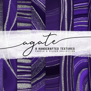 Purple Agate Textures / Digital Agate Paper / Purple Agate Digital Paper / Geode Digital Paper / Modern Digital Paper / Purple and Silver