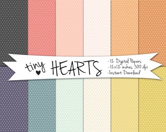 Digital Heart Paper / Heart Scrapbooking Paper / Valentines Digital Paper / Printable Paper / Tiny Hearts Background / Hearts digital Paper