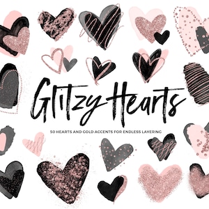 Rose Gold Heart Clipart / Rose Gold Clipart Heart PNG / Rose Gold Glitter Heart / Rose Gold Foil Heart Clip Art PNG / Pink and Gray Clipart
