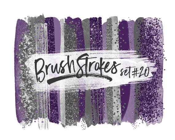 Purple Brush Strokes Clipart / Purple and Gray Clipart for Planners / Abstract Clipart / Purple Washi Tape / Purple Clipart Paint Strokes