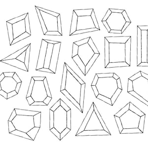 Hand Drawn Gemstone Clip Art // Digital Diamond Clipart // Geometric Clipart // Handdrawn Clip Art // Digital Hand Drawn Clipart