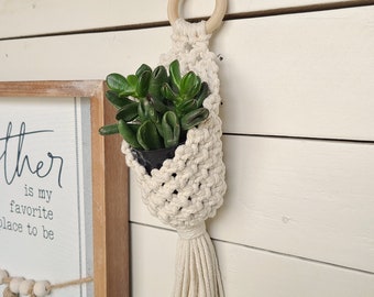 Small hanging macrame plant pod/plant holder