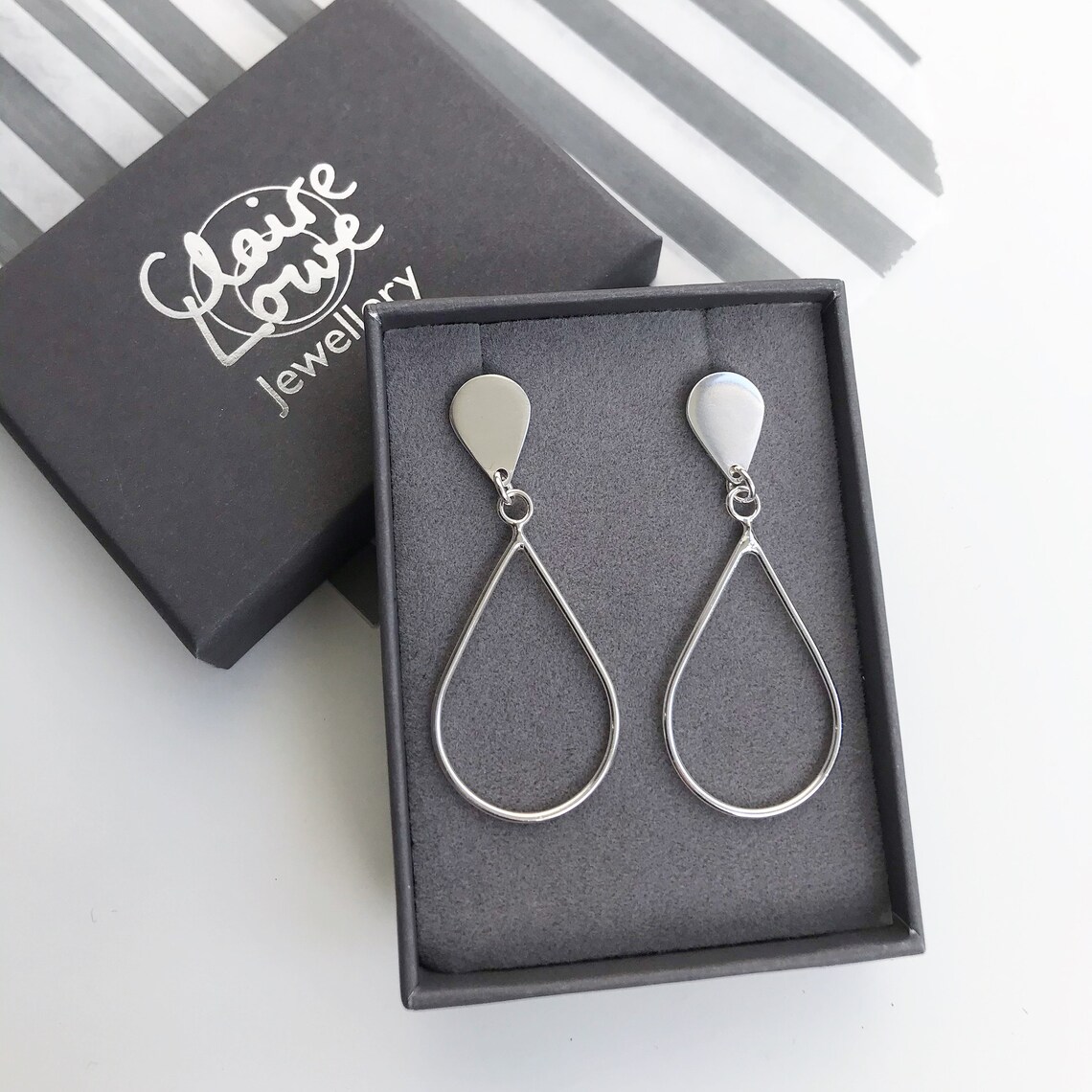 Large Teardrop Stud Earrings Etsy