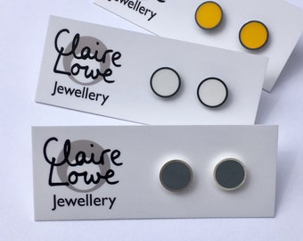 Small resin and silver stud earrings