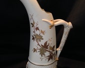 Stunning Worcester Royal Porcelain 11 inch Vase w Antler shaped handle Rd No. 37112-1116 c. 1887