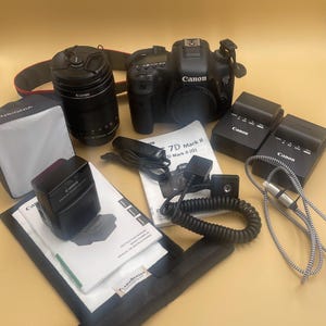 Canon EOS 7D Mark II Camera with ef-s 18-135mm lens, Camera Bag, 2 Chargers w/batteries + extras