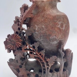 Vintage High Quality Hand Carved Chinese Soapstone Vase