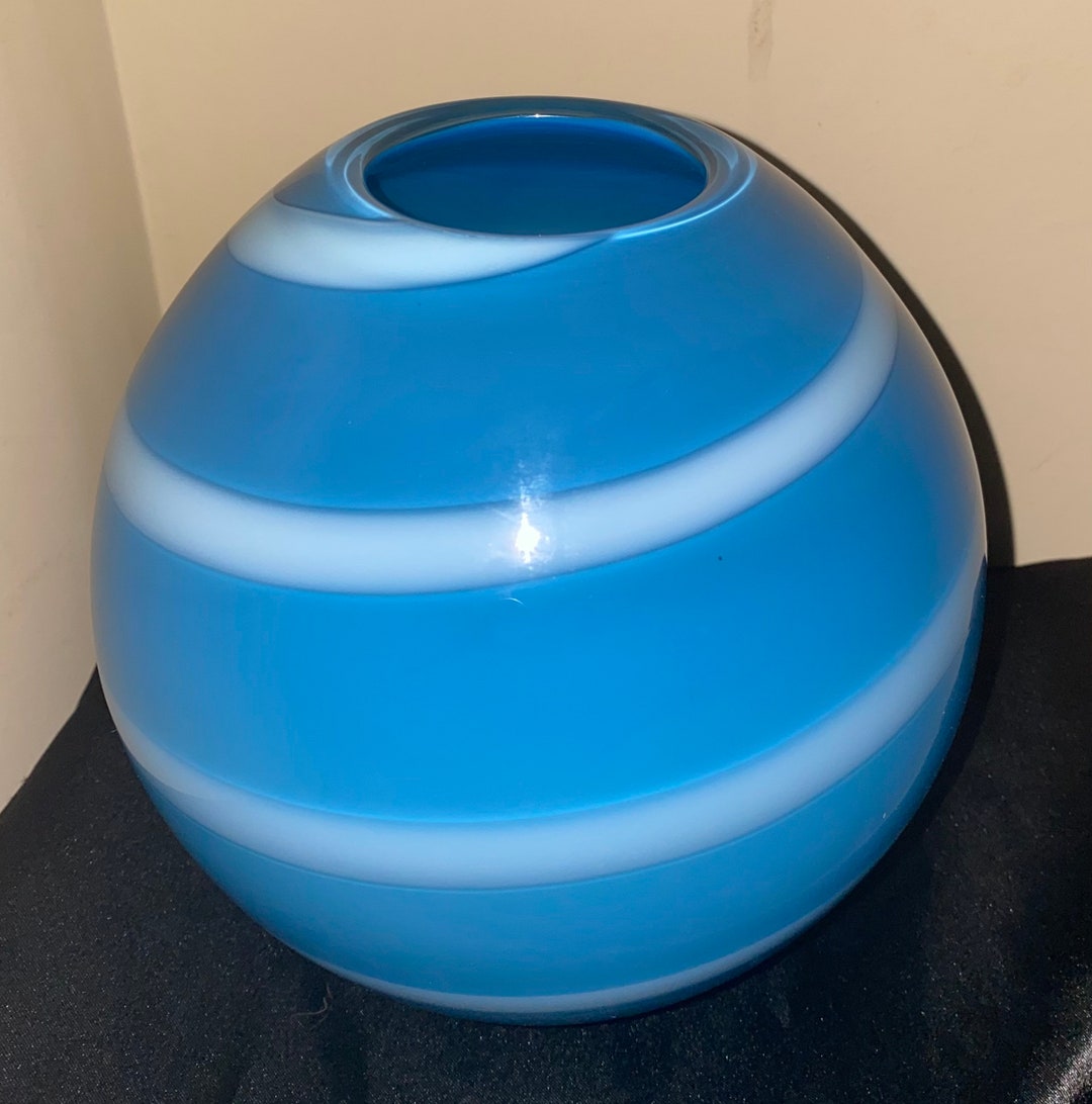 Tiffany & Co. Periwinkle Blue Swirl Vase Signed Etsy