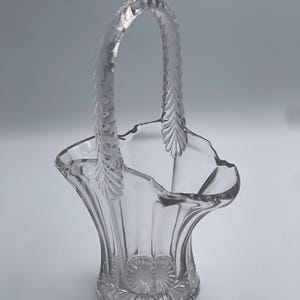 Large Vintage Duncan & Miller PAT’d Clear Glass Bridal Basket 9”.
