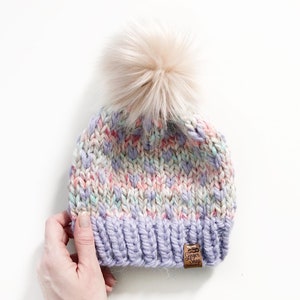 Knit Toque || Unicorn Rainbow || Infant to Adult size ||  Faux fur pompom hat || Chunky Knits || Winter wear