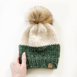 Knit hat || CHILD 4-10 years Colour Block Knit Toque || Pompom hat || Winter accessory