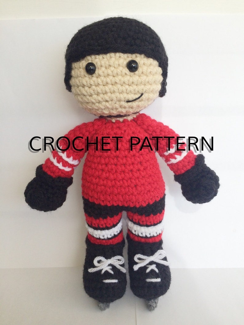 CROCHET PATTERN: Hockey Player Amigurumi crochet pattern image 1
