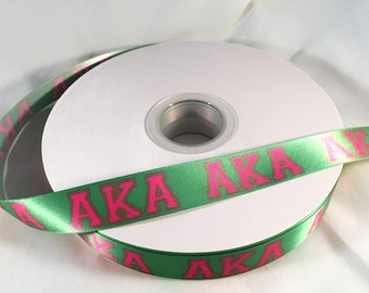 Pink/Green Sorority Inspired Satin Ribbon High Quaity Vivid Colors