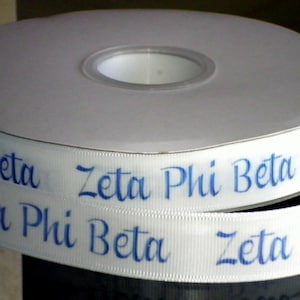 7/8 Inch Custom Zeta Phi Beta Sorority Satin or Grosgrain Ribbon *free ...