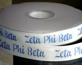 7/8 inch Custom Zeta Phi Beta Sorority Satin or Grosgrain Ribbon *Free Personalization*
