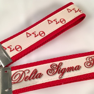 Handmade Delta Sigma Theta Sorority Ribbon Key Fob Keychain