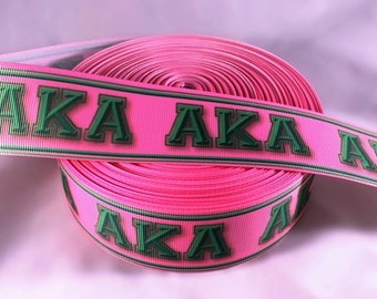 1.5" Wide Alpha Kappa Alpha AKA Sorority Inspired Grosgrain Ribbon Greek Pink Green Decorating Trim Wreath Making Soror Gifts