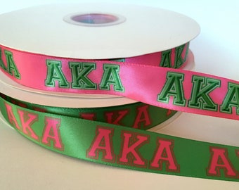 Pink/Green Sorority Inspired Satin Ribbon High Quaity Vivid Colors