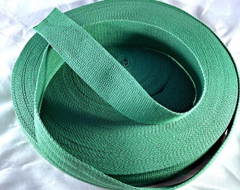50 yd Roll of 1.5" 38mm Cotton Webbing Belting Strapping Medium Weight - Emerald Green