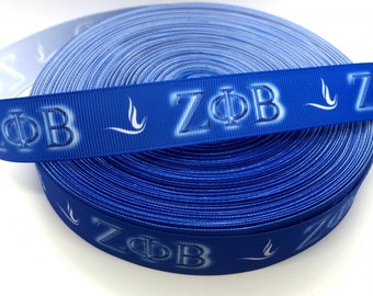 7/8 inch blue Zeta Phi Beta Sorority Grosgrain Ribbon