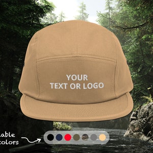 Custom Five Panel Cap, Your Design Text or Logo, 5 Panel Hat, Custom Embroidered Five Panel Hat - Multiple Colors
