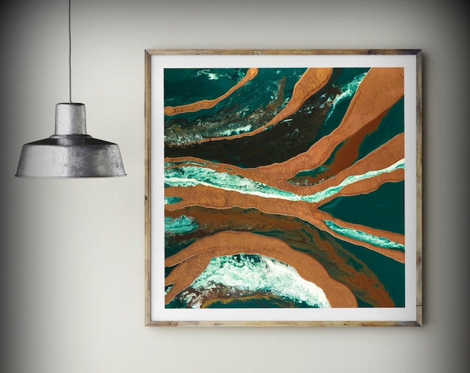 ABSTRACT OIL PAINTING, Green Print Art Modern Art on Canvas, Green Contemporary Art Abstract Art Wall Hanging Home Decor Wall Art Gallery