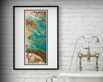 Blue and Copper Art, Vertical Wall Art Prints Fine Art Prints Abstract Painting Wall Decor Art Print Blue Painting Large Abstract Print