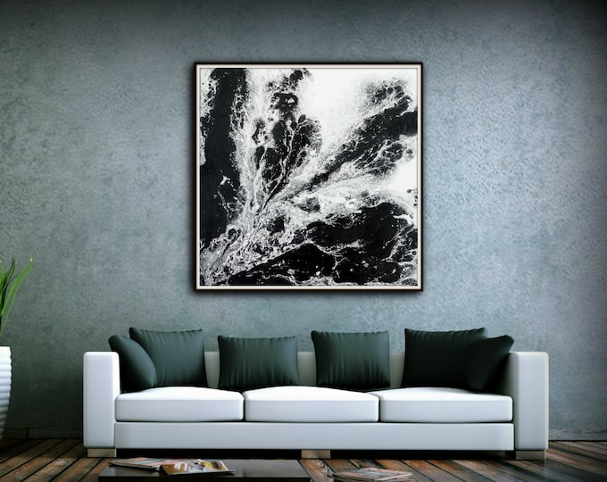 Giclee Abstract Fine Art Print from Original Abstract Painting Extra Large Art 8 x 8 - 54 x 54 / Black and White Wall Art Gift for Friend