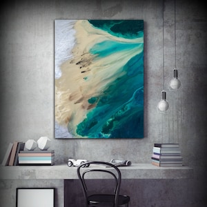 Beach Wall Art, Abstract Ocean Painting, Beach Waves Wall Art, Living Room Art, Blue Waves, Teal Blue Fine Art print image 4