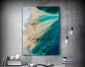 Large ABSTRACT Print of Painting, Blue Painting Print, Giclee Print, Coastal Painting, Teal Wall Decor Gift for Women Gift for Mom