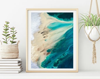 Beach Wall Art, Abstract Ocean Painting, Beach Waves Wall Art, Living Room Art, Blue Waves, Teal Blue Fine Art print