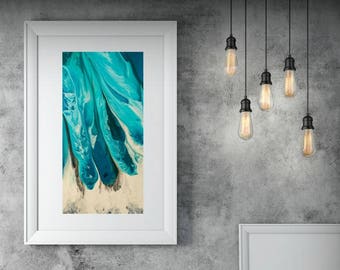 Large Abstract Print from canvas painting 24x48" giclee Blue painting with green - modern Painting wall art prints by L Dawning Scott