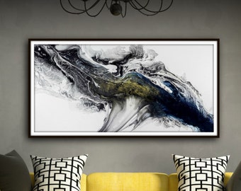 Noir et Blanc Art Cadeau Abstrait Peinture AbstraitE Toile Grande Art Art Abstrait Modern Gift for Women and Men Décor contemporain