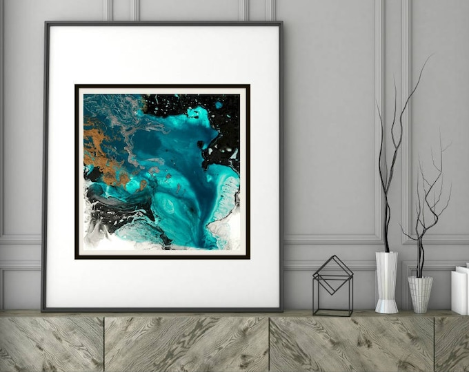 Abstract Art Print, Black Blue and White Abstract, Minimal Art Prints, Gallery Prints, Square prints, Blue Print, Gift for Mom Gift for Boss