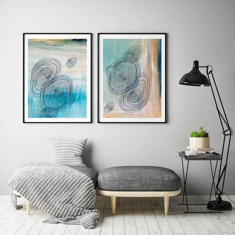 Mid Century Modern Art Print Set of 2 Art Prints Minimal Etsy UK