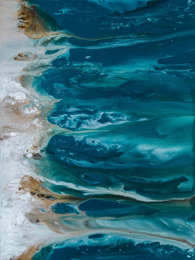 Abstract Art Blue Wall Art Coastal Landscape Giclee Large Etsy