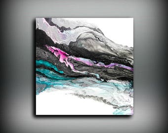 Black Art Print, Large Abstract Art Black and White Painting Modern Wall Art Print Painting Modern, Pink Art Colorful Painting LDawningScott