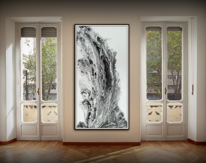 Large Abstract Painting Print Abstract Art Canvas Print, Black and White Art, Large Abstract Wall Art, Large Abstract Art Fine Art Print