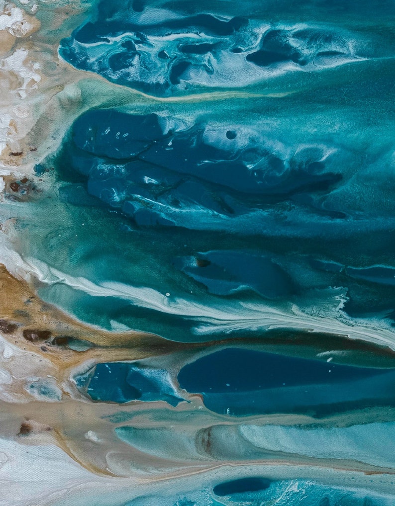 Abstract Art Blue Wall Art Coastal Landscape Giclee Large - Etsy