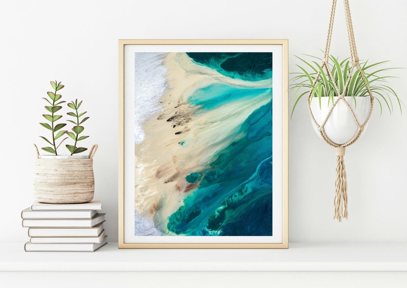 Beach Wall Art, Abstract Ocean Painting, Beach Waves Wall Art, Living Room Art, Blue Waves, Teal Blue Fine Art print image 1