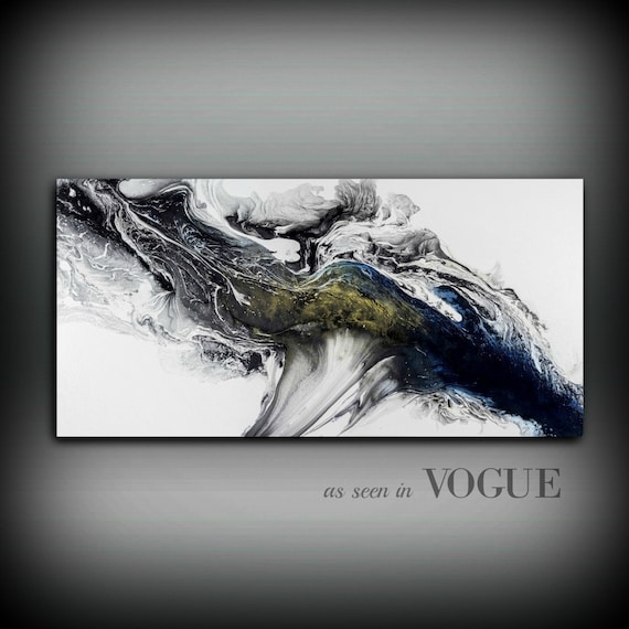 Large black and white abstract art painting for sale - 'Polaris