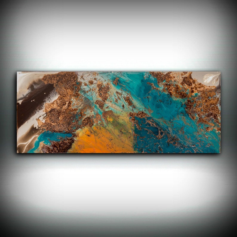 SALE Blue and Copper Art, Wall Art Prints Fine Art Prints Abstract Painting Wall Decor Art Print Blue Painting Large Abstract Print Wall Art image 2