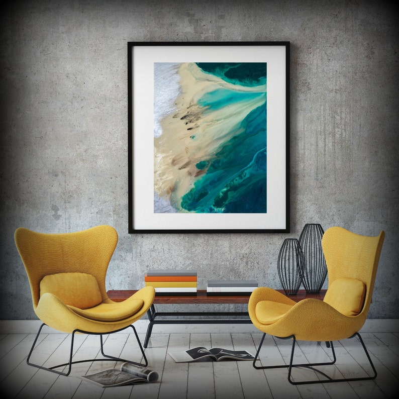 Large ABSTRACT Print of Painting, Blue Painting Print, Giclee Print, Coastal Painting, Teal Wall Decor Gift for Women Gift for Mom image 2