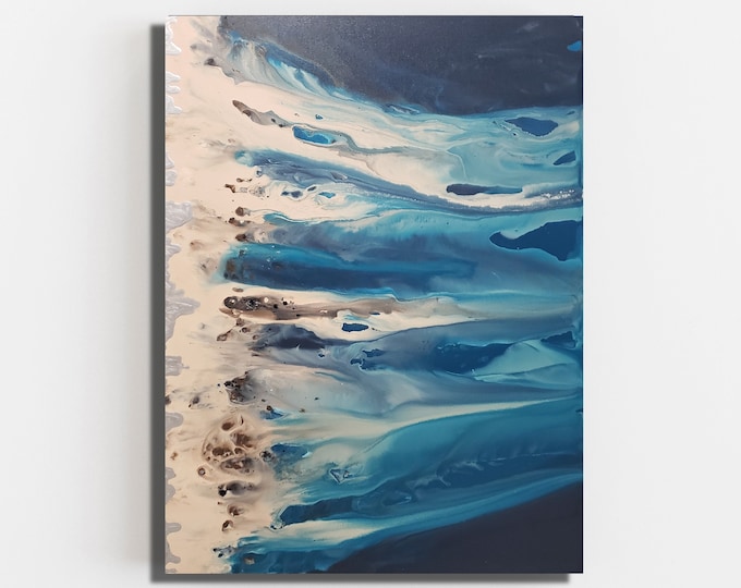 Abstract Beach Landscape Large 36x48 " Original Painting On Canvas, Contemporary, Extra Large Wall Art, Abstract on Canvas, Blue Painting