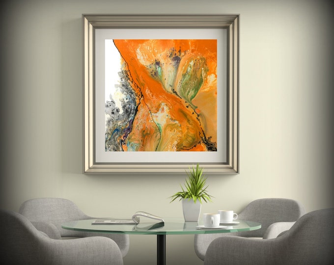 LIVING ROOM DECOR Square Wall Decor Orange Wall Art Dining Room Decor Bathroom Art Print Bedroom Canvas Art Home Decor Wall Hanging