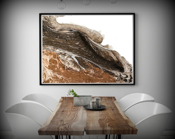 Huge Painting Print, White and Brown Abstract Art Print, Large Painting Giclee, Large Bedroom, Living Room, Dining Room, Home or Office Art
